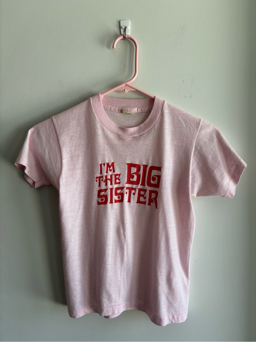 Source Unknown Pink Kids' Tee with Red "I'm the Big Sister" Graphic